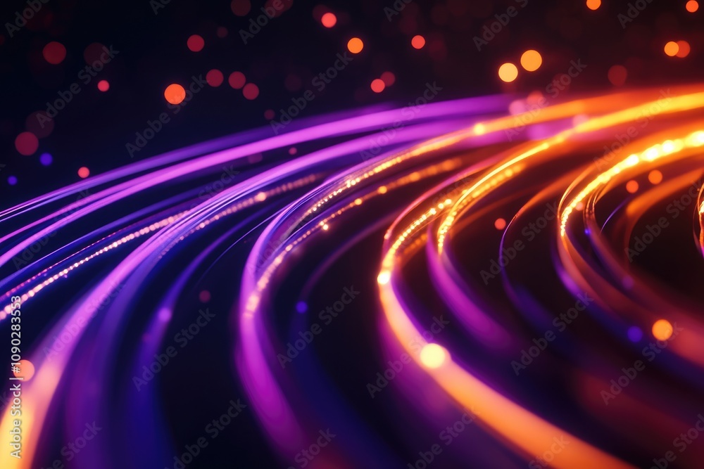 Obraz premium abstract flowing neon wave purple background
