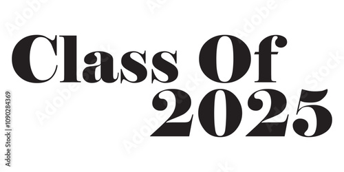 Class of 2025 Graduate cap logo icon text vector in white background.