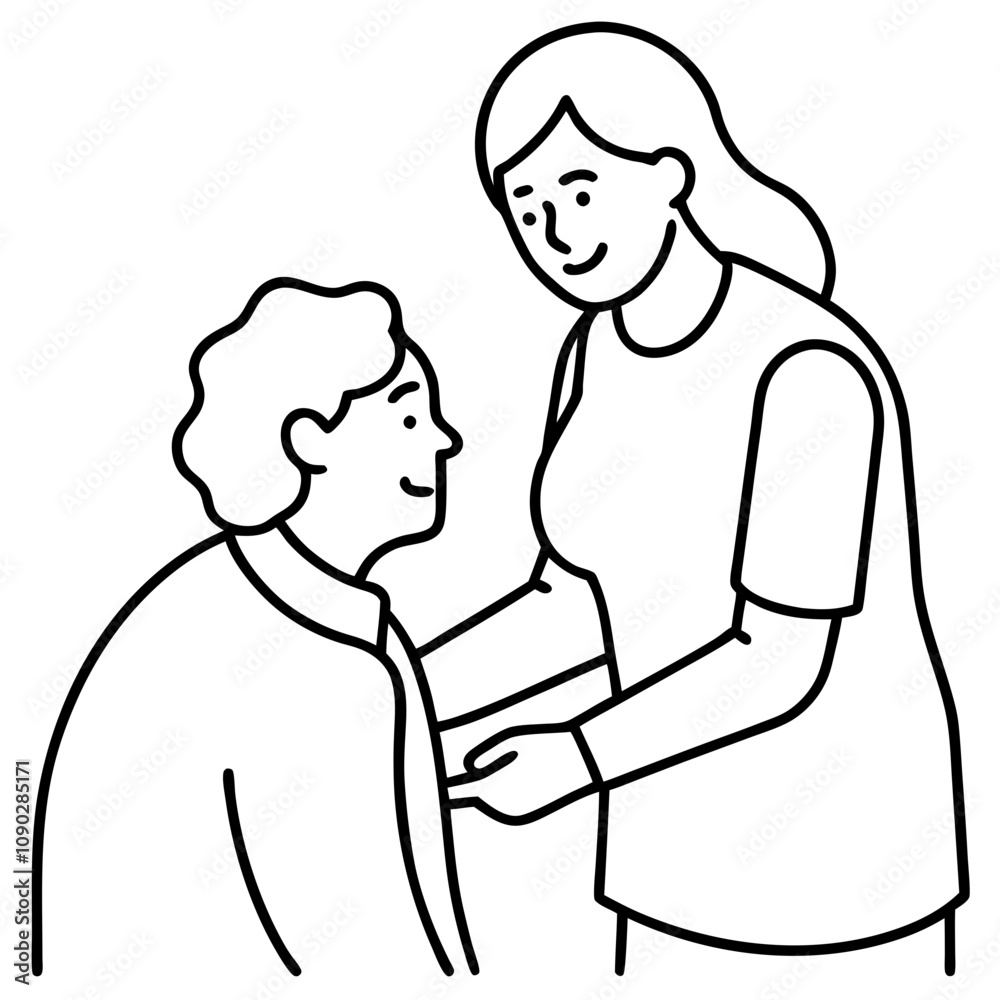 woman caring for elderly human woman caring for elderly human