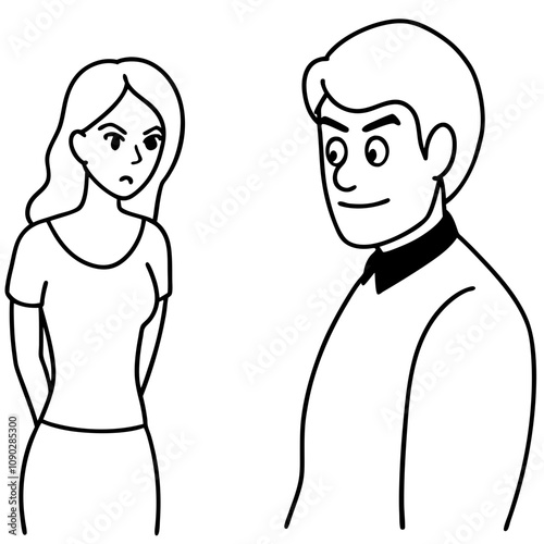 woman ignores annoying man stalker