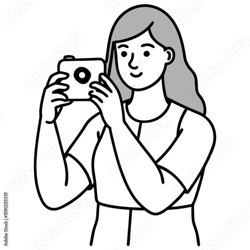 woman taking a photo with smartphone-