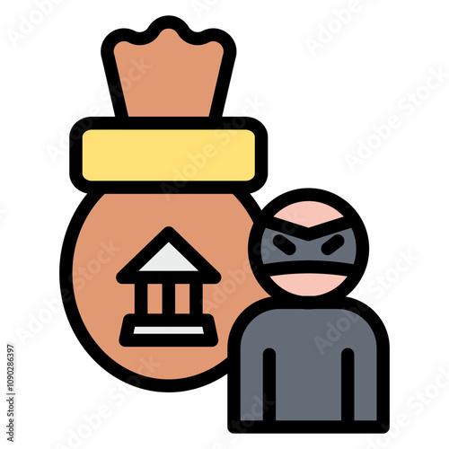 Bank Robbery icon vector image. Can be used for Banking.