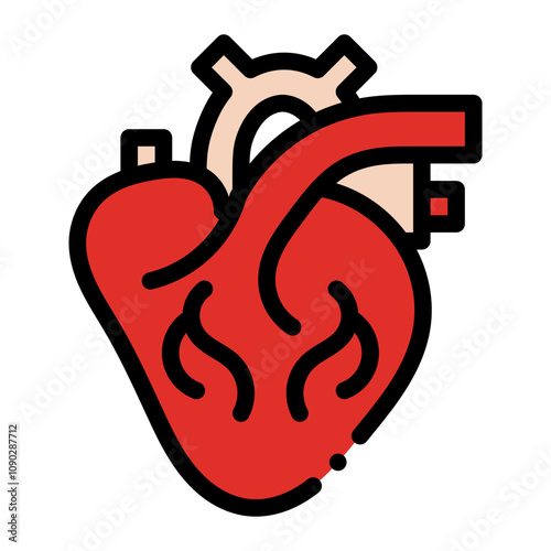 Human anatomical heart Icon. vector icon with filled outline style