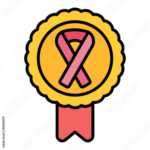 Cancer Ribbon Badge icon vector image. Can be used for Chemotherapy.