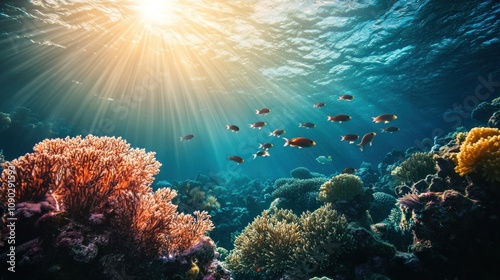 Wallpaper Mural coral reef and diver Torontodigital.ca