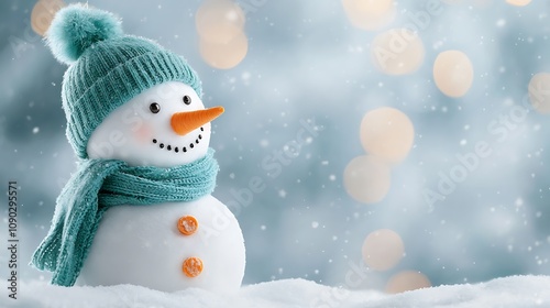 Winter wonderland celebration snowman outdoor park holiday scene snowy environment close-up view joyful spirit