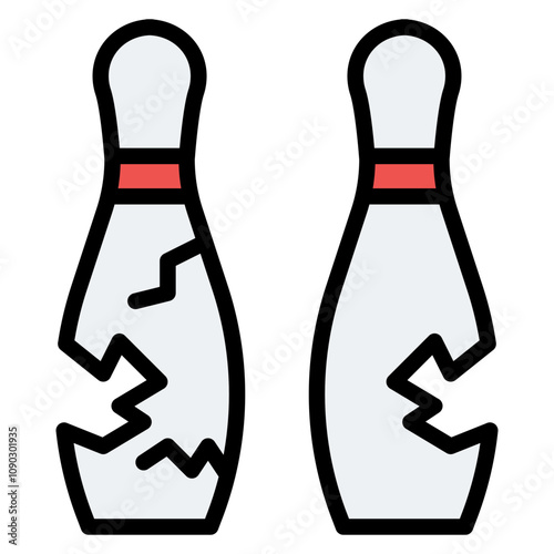 Broken Pin icon vector image. Can be used for Bowling.