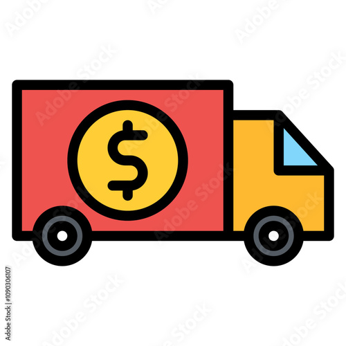 Cash Transfer Vehicle icon vector image. Can be used for Trading.