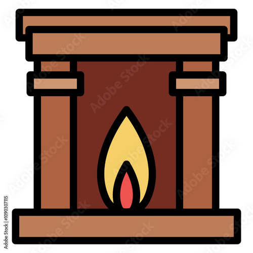 Fireplace icon vector image. Can be used for Retro.