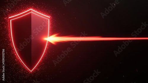Hightech firewall shield, cyber knight repelling arrows, glowing digital security