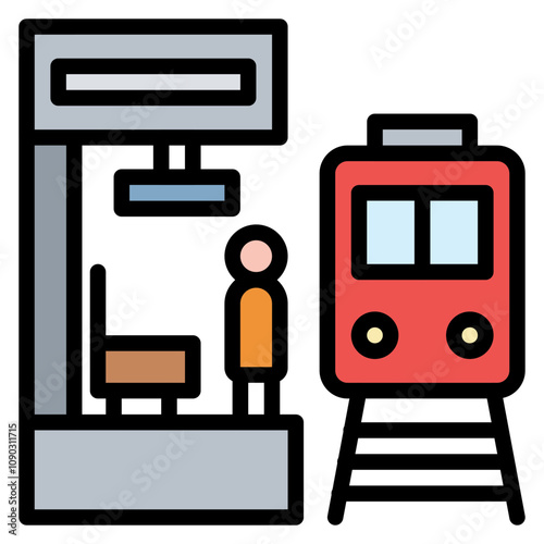 Train Platform icon vector image. Can be used for Railway.