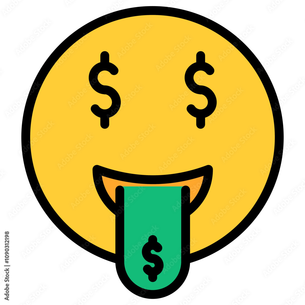 Fototapeta premium Money Mouth Face icon vector image. Can be used for Carnival.
