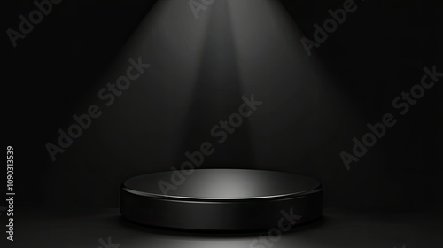 Black and gradient stage featuring a glowing round podium perfect for product advertising