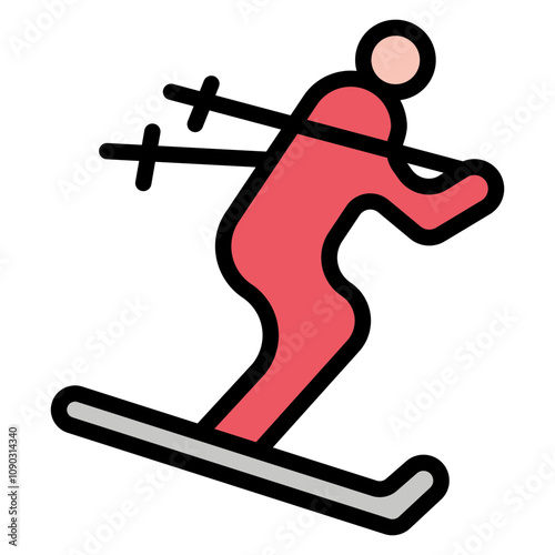 Ski Run icon vector image. Can be used for Ski Resort.
