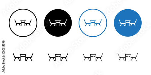 Dinner table icon Black and white outline vector