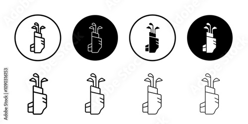 Golf bag icon Black and white outline vector