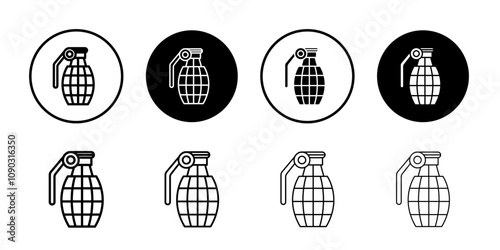 Hand grenade icon Black and white outline vector