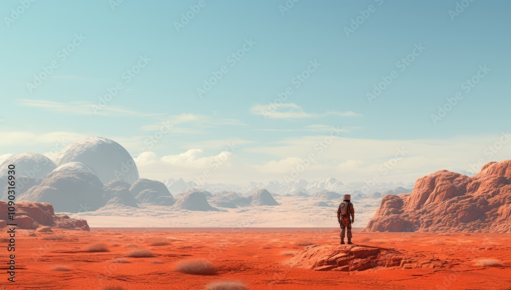 Naklejka premium Vast Red Desert All Alone In The Martian World