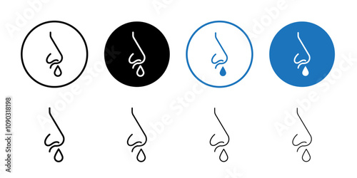 Runny nose icon Black and white outline vector