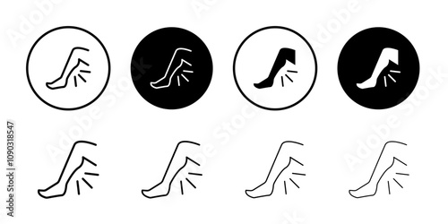 Shin pain icon Black and white outline vector