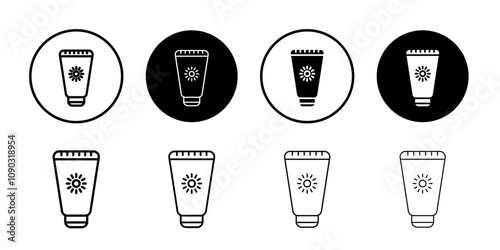 Sun cream icon Black and white outline vector