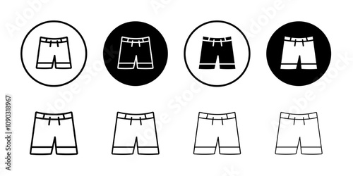 Swim shorts icon Black and white outline vector