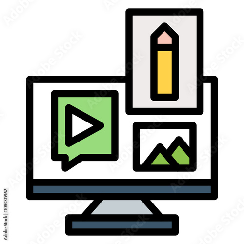 Content Production icon vector image. Can be used for Crisis Mangement.