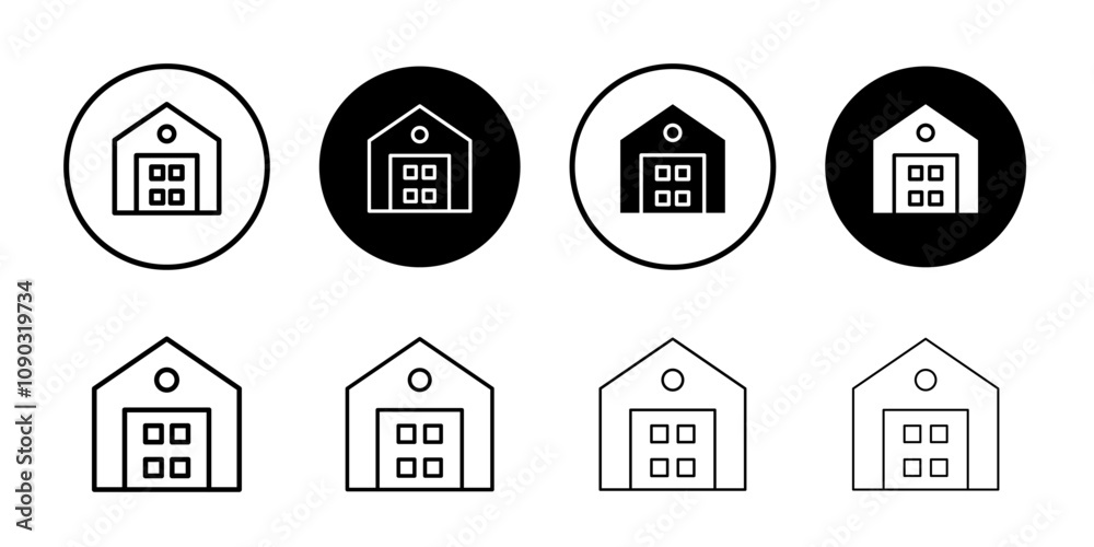 Fototapeta premium Warehouse icon Black and white outline vector