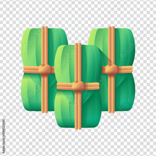 Cute and colorful vector illustration of Pamonha, a traditional Brazilian dish made from sweet corn and wrapped in corn husks, commonly enjoyed during Festa Junina celebrations. Designed in a fun flat