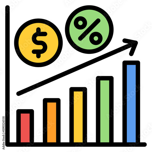 Floating Interest Rate icon vector image. Can be used for Credit And Loan.