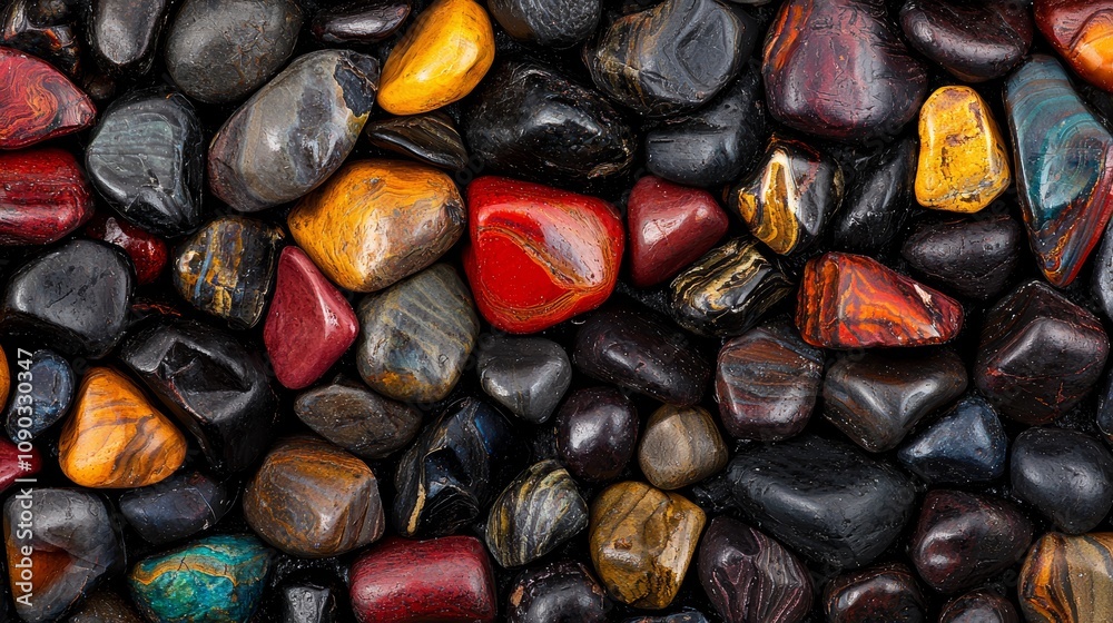 A close up of a pile of colorful rocks A close up of a pile of colorful rocks