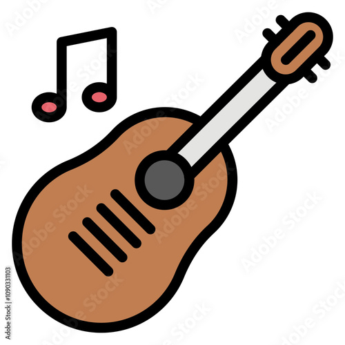 Guitar icon vector image. Can be used for Artist Studio.