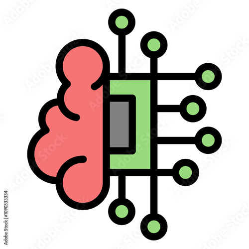 Brain Chip icon vector image. Can be used for Robotics.