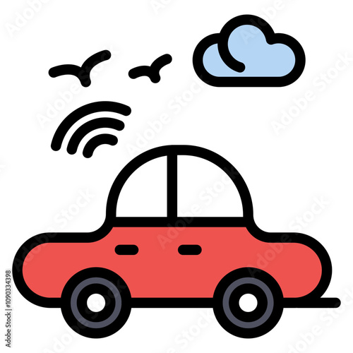 Self Driving Car icon vector image. Can be used for Robotics.