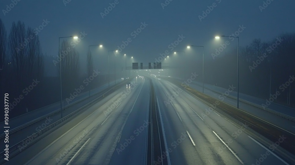 Obraz premium Empty express lane on highway during off-peak hours, symbolizing efficiency and opportunity in a calm, uncluttered environment.