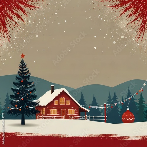 Christmas tree with gifts and decorations