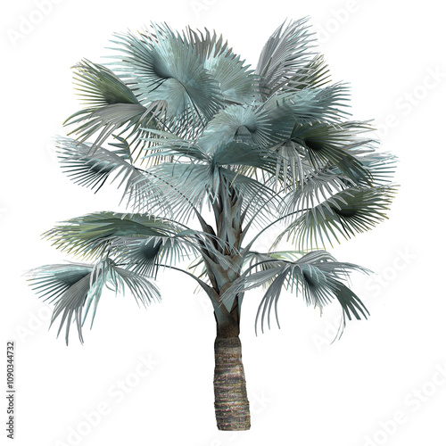 3d Rendering Bismarck palm tree in pot With Transparent Canvas