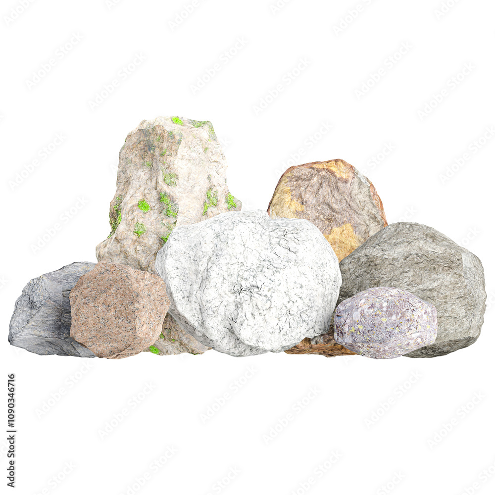 Obraz premium isolated tropical white stone with plants on transparent Canvas from top view