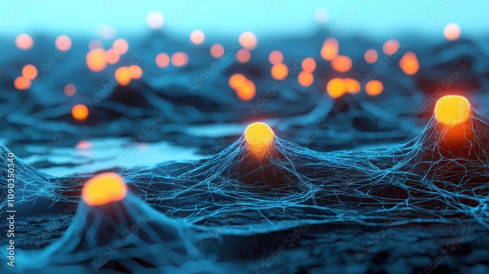 Exploring neural networks in artificial intelligence digital world abstract art futuristic environment close-up view innovation