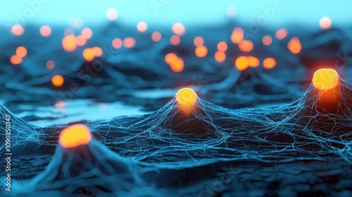 Obraz na płótnie Exploring neural networks in artificial intelligence digital world abstract art futuristic environment close-up view innovation w salonie