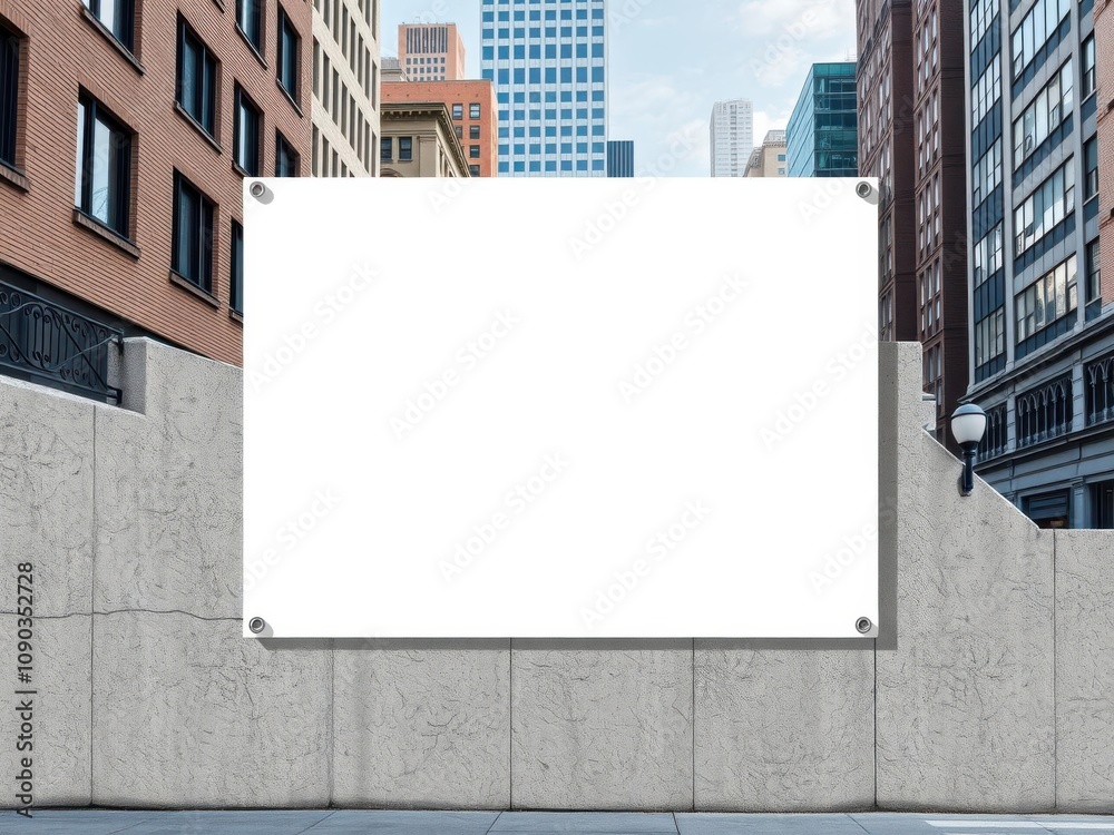 Obraz premium Glued poster mockup on textured concrete wall with realistic shadows and reflections, urban, concrete