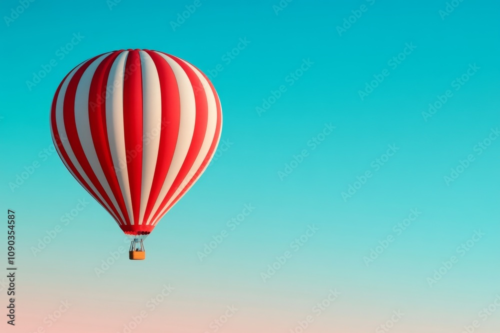 Fototapeta premium Balloon air as a simple silhouette floating against a gradient sky of soft pastel colors
