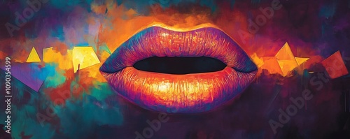 Vibrant Geometric Lips Emit...