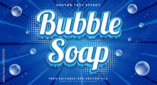 Bubble Soap 3d editable text effect Template with bubble decoration