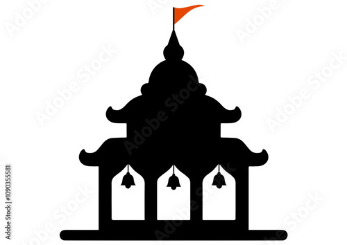 Indian Religious Temple, Hindu flag, temple flag. Indian Temple, Mandir, Indian Festive element. traditional indian religious temple, ram mandir. 