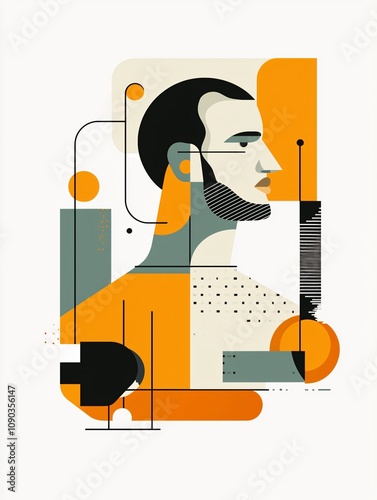 Abstract Portrait of a Man in Bold Colors Artistic Expression Digital Art Modern Style Creative Interpretation photo