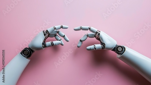 Two Robotic Hands Reaching Towards Each Other