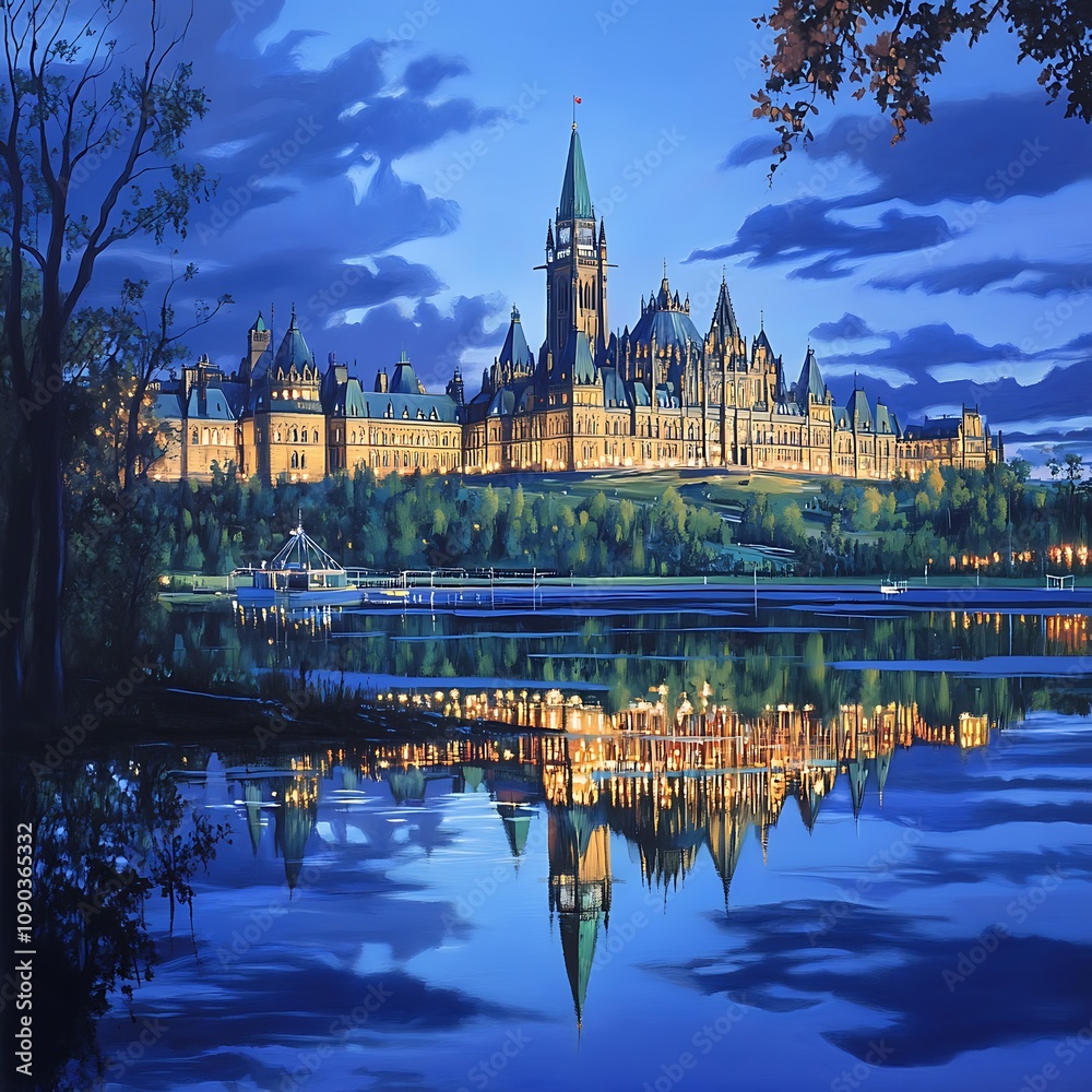 Fototapeta premium Parliament Hill majestic architecture Ottawa city landmark photos