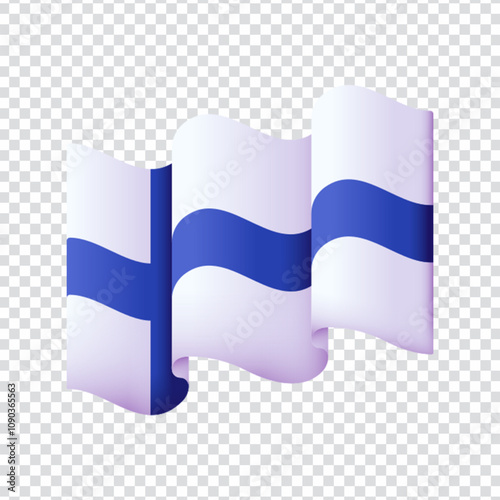 Vector illustration of the national flag of Finland, featuring a blue Nordic cross on a white background. Designed in a clean, flat icon style and provided in fully editable and scalable EPS 10 format