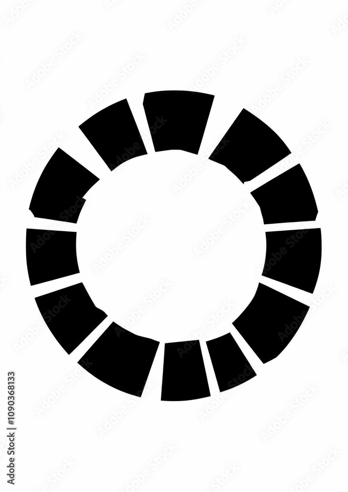 Abstract black and white circular design with segmented sections. Abstract black and white circular design with segmented sections.
